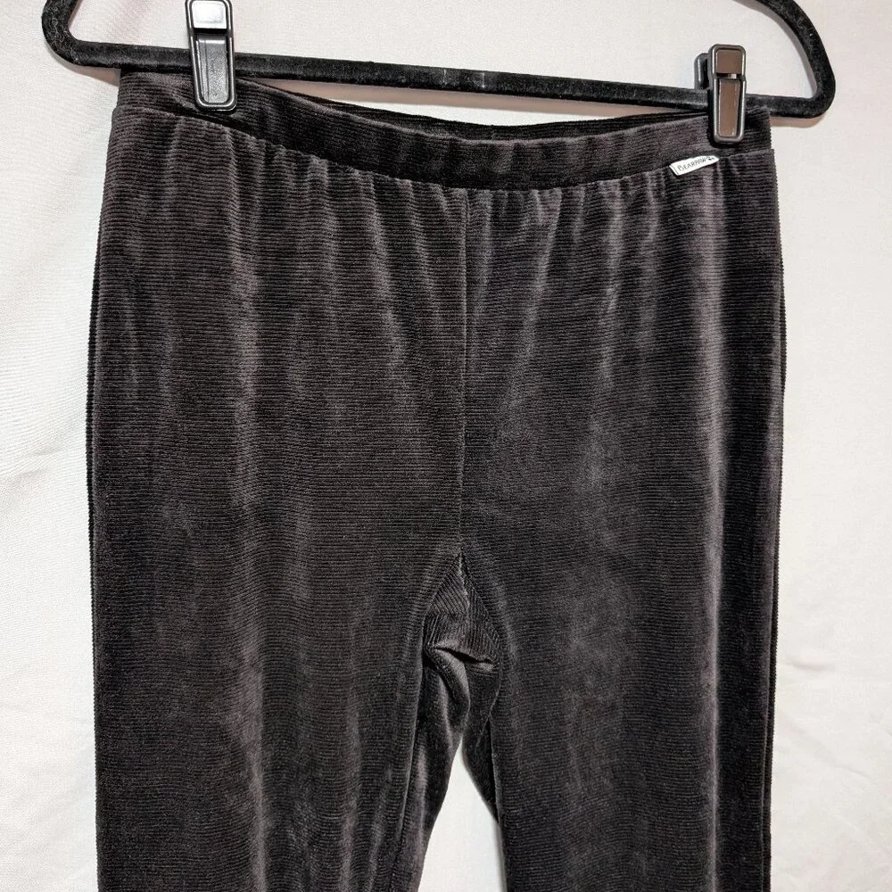 BearPaw‎ Black Velour Corduroy Slim Ankle Lounge Stretch Pants Women's Medium